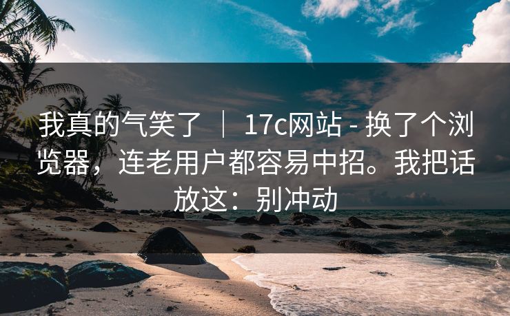 我真的气笑了 ｜ 17c网站 - 换了个浏览器，连老用户都容易中招。我把话放这：别冲动  第1张